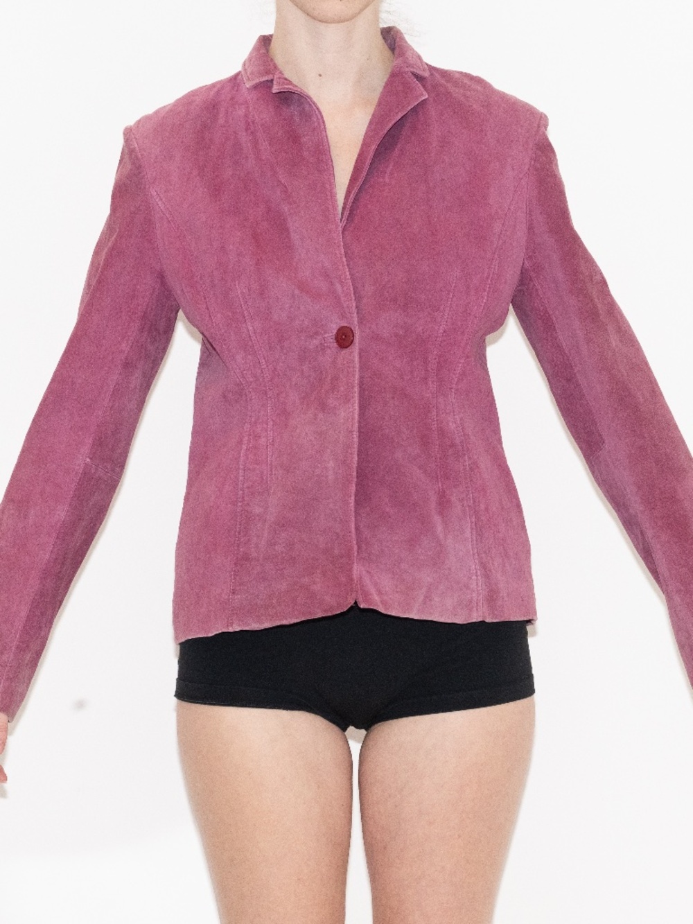 Vintage purple leather jacket blazer style size large alfani suede
